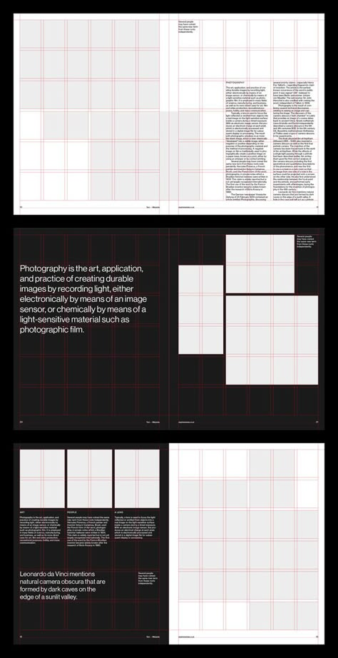 This US letter format (8.5 by 11 inches) portrait grid system and template is specifically designed with publications for architects and photographers in mind. The typography layout comes complete with fully customizable style sheets. Add your own imagery, color palette or edit the typography to suit your requirements. You just need Creative Cloud and an understanding of working with InDesign to get started. Includes modular baseline grid and typographic style sheets with proportional leading. Portfolio Grid Design, Editorial Design Layout Grid, Indesign Grid Layout, Book Grid Layout, Layout Grid Design, Grid System Layout, Swiss Grid Design, Modular Grid Layout, Indesign Grid