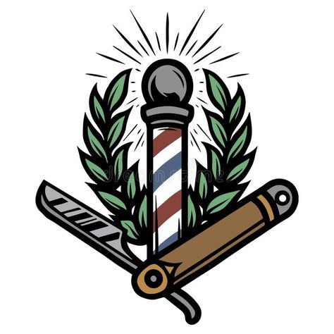 Barber Shop Pole, Barber Tattoo, Old Scool, Barber Logo, Tattoo Salon, Barbershop Design, Barber Pole, Tattoo Templates, Tattoo Design Book