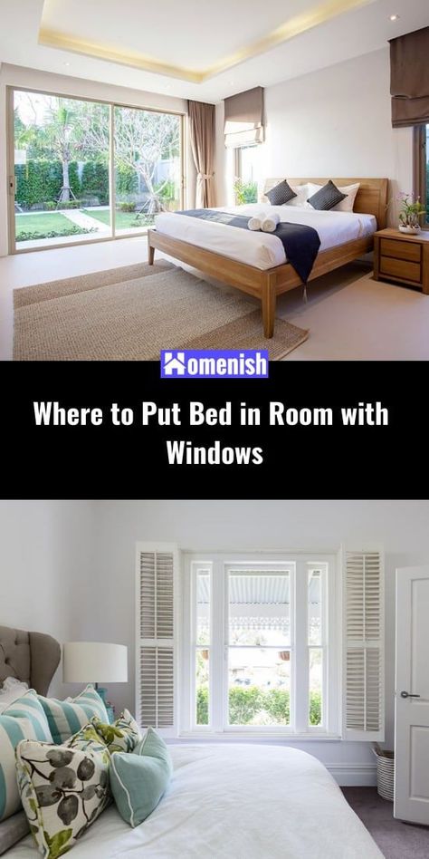 If you have just moved to a new home or are giving your bedroom a makeover, you may be wondering where the best position for your bed is. For the most part, choosing the ideal bed position in a room with windows is based on personal preference, with some good and bad positions that are good to know. Here are some general rules to follow according to Feng Shui to ensure you enjoy the most peaceful sleep. Bed Positioning In Bedroom, Bed Against Wall, Window Behind Bed, Bedroom Guide, Bed Placement, Double Window, Peaceful Sleep, Primary Bedroom, Wall Bed