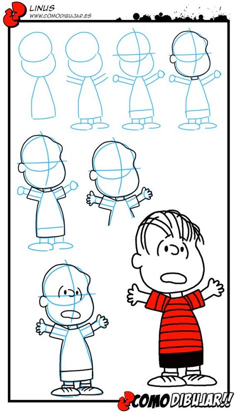 How To Draw Linus Charlie Brown, How To Draw Charlie Brown Characters, How To Draw Charlie Brown, How To Draw Peanuts Characters, How To Draw Snoopy, Draw Snoopy, Linus Charlie Brown, Draw Cartoon Characters, Snoopy Drawing