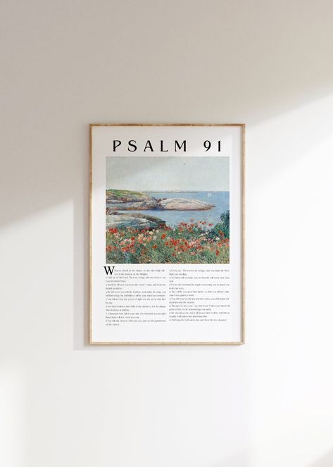 Verse Poster, Scripture Art Print, Bible Verse Posters, Christian Posters, Psalm 91, Bold Art, Art Bible, Bible Verse Prints, Poppy Field