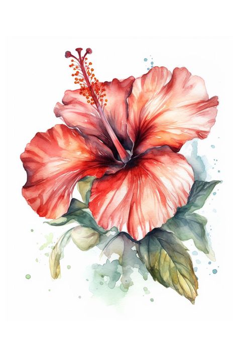 With this amazing hawaii hand painted design collection you can create your unique, tender and creative DIY design in tropical jungle style. This collection ... Acrylic Painting Ideas Abstract, Hibiscus Sketch, Flower Doodle Art, Hibiscus Painting, Hibiscus Drawing, Hibiscus Watercolor, Hibiscus Flower Drawing, Easy Disney Drawings, Easy Landscape Paintings