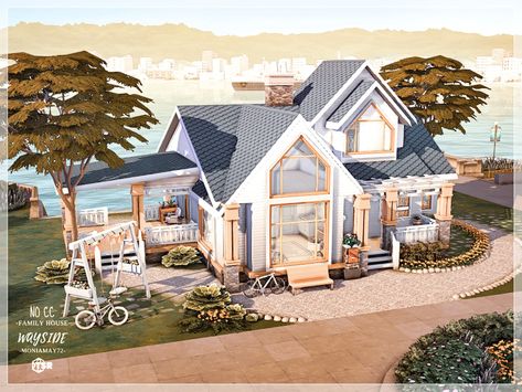 Sims 4 Eco House, Sims 4 Beach House, Small Beach Cottages, Sims 4 Modern House, Sims 4 Cottage, Family Of 8, Bloxburg Hacks, The Sims 4 Lots, Sims Inspiration