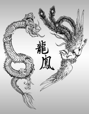 Chinese Dragon and Phoenix Dragon And Phoenix Tattoo, Phoenix Tattoo Meaning, Phoenix And Dragon, Fenix Tattoo, Animal Symbols, Dragon Tattoo Meaning, Asian Dragon Tattoo, Phönix Tattoo, Dragons Tattoo