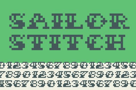 Free download of Sailor Stitch Font. Released in 2016 by Out Of Step Font Company and licensed for personal-use only Pixel Tattoo, Cross Stitch Numbers, Pixel Font, Cross Stitch Fonts, Nautical Tattoo, Pony Bead Patterns, Embroidery Alphabet, Tattoo Font, Character Map