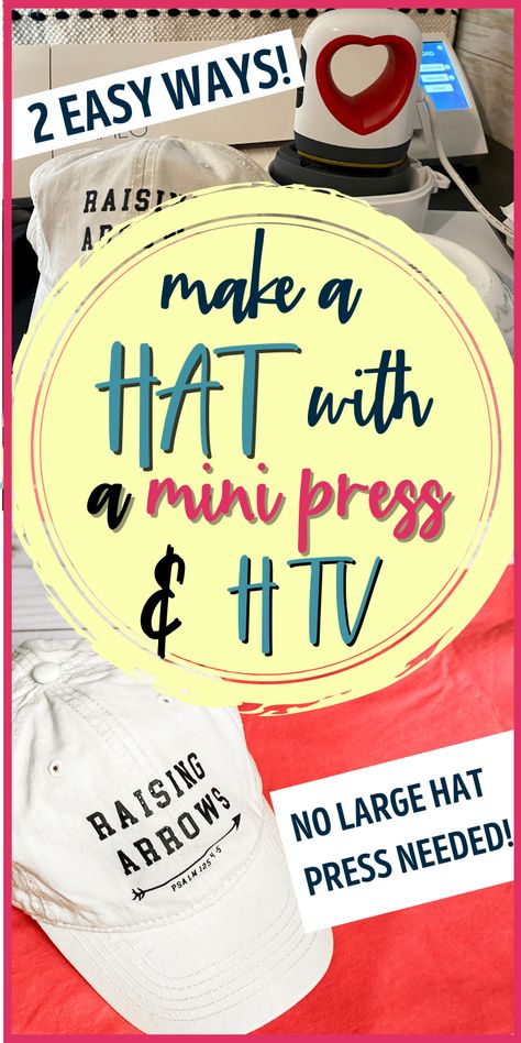 Making Hats With Cricut, Cricut Hats Baseball Caps How To, Cricut Hats Baseball Caps Vinyl, How To Heat Press A Hat, Vinyl On Hats Heat Transfer, Cricut Cap Ideas, Hat Press Ideas, Cricut Baseball Hat, Baseball Cap Design Ideas