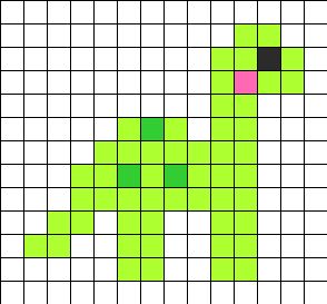 Cute Small Dinosaur Perler Bead Pattern | Bead Sprites | Animals Fuse Bead Patterns Pixel Objects, Perler Bead Designs, Easy Perler Bead Patterns, Melty Bead Patterns, Pearl Beads Pattern, Fuse Bead Patterns, Diy Perler Bead Crafts, Perler Bead Templates, Motifs Perler