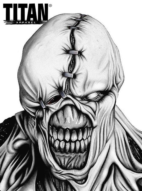 Horror Artwork Drawings Pencil, Creepy Halloween Drawings, Horror Artwork Drawings, Zombie Art Drawing, Resident Evil Drawing, Evil Drawings, Resident Evil Art, Realistic Tattoo Ideas, Resident Evil Tattoo