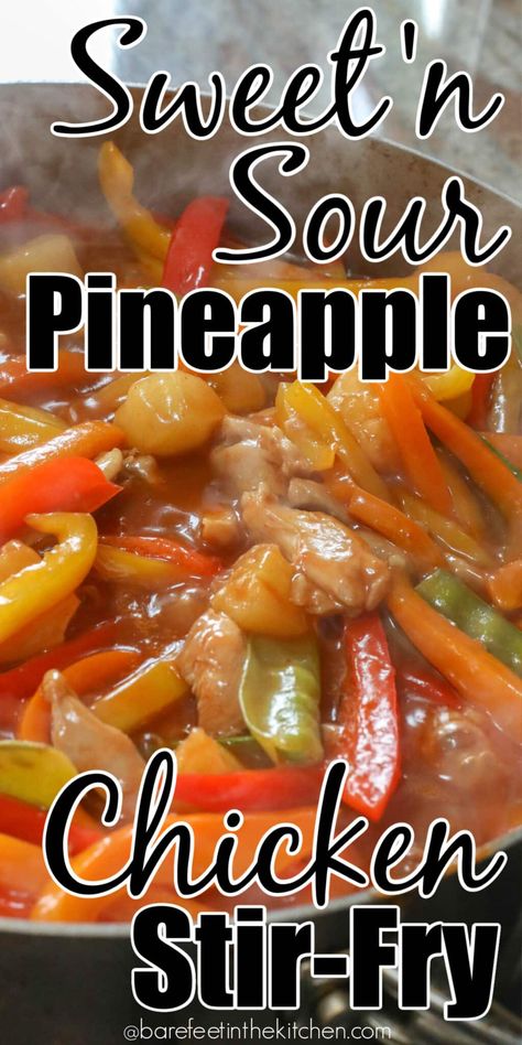 Sweet and Sour Stir Fry with Chicken, Pineapple, and Bell Peppers Beef Stir Fry Sauce, Pineapple Chicken Stir Fry, Fry Sauce Recipe, Sweet And Sour Beef, Stir Fry Sauce Recipe, Pineapple Chicken Recipes, Homemade Chinese Food, Sweet And Sour Chicken, Stir Fry Recipes Chicken