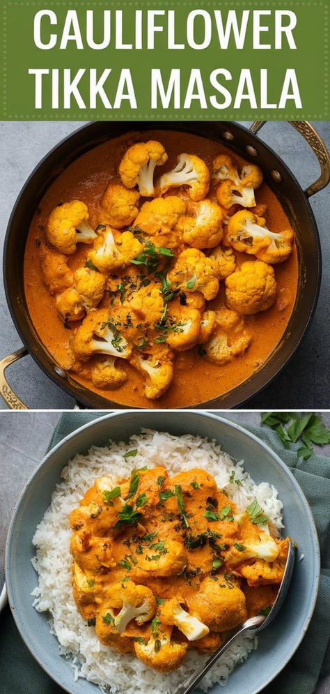 Cauliflower Tikka Masala: a hearty, vegetarian twist on the classic! Tender cauliflower in a rich, spiced tomato sauce with creamy yogurt. Perfectly comforting, flavorful, and full of Indian-inspired goodness! Cauliflower Tikka Masala, Indian Recipes Vegetarian, Creamy Yogurt, Tikka Masala Recipe, Creamy Cauliflower, Masala Recipe, Indian Inspired, Tikka Masala, Indian Food Recipes Vegetarian