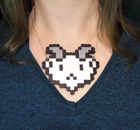 Little goat 8-bit Perler bead necklace Goat Perler Bead, Goat Perler Bead Pattern, Perler Bead Necklace, Perler Designs, Easy Perler Bead Patterns, Bead Inspiration, Melty Bead Patterns, Hamma Beads, Beaded Earrings Native