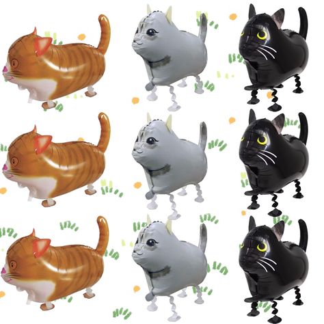 PRICES MAY VARY. Product details: the walking cat balloon is a delightful addition to any cat-themed birthday party or event. this set includes 9 adorable cat balloons, each designed to resemble a walking cat with vibrant colors and lifelike details. made from high-quality, non-toxic materials, these balloons are safe. Safety first: we understand the importance of safety when it comes to children's parties. that's why our cat balloons for birthday party are crafted from safe, non-allergenic mate Cat Birthday Decorations, Cat Themed Party, Cat Balloon, Cat Party Decorations, Walking Cat, Cat Themed Parties, Cat Themed Birthday Party, Cat Balloons, Party Cat