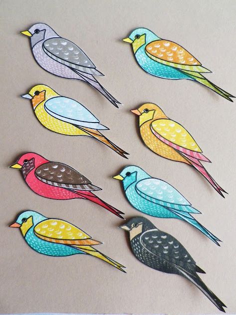 stamping and stitching: Bird Crazy Challenge with Linda Bird Paper Craft, Bird Ideas, Hero Arts Cards, Bird Template, Geometric Origami, Wood Craft Patterns, Mosaic Birds, Pattern Stamping, Paper Wall Hanging