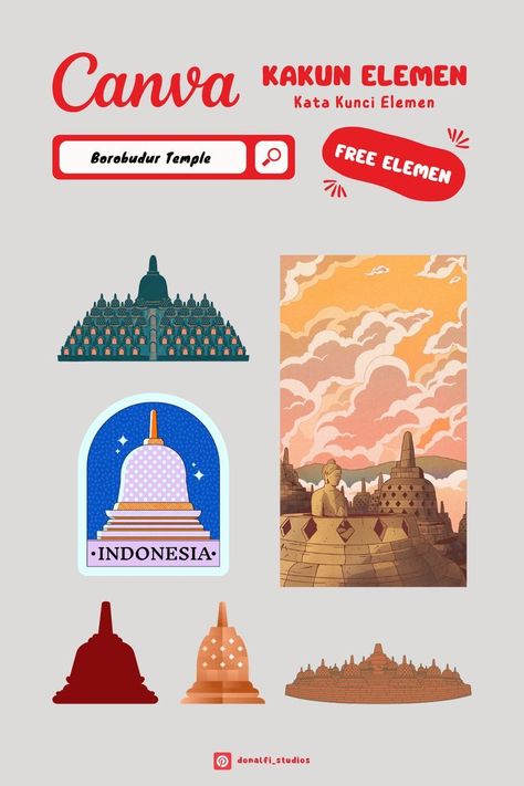 Element Keywords of Borobudur Temple | Kakun Canva Free Elements, Borobudur Temple, Photobook Layout, Gfx Design, Keyword Elements Canva, Desain Buklet, Canvas Learning, Event Poster Design, Canva Element