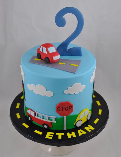 Transport Theme Birthday Cake, Transport Birthday Cake, Transport Theme Cake, Baby Boy Birthday Cake 2nd, 2 Birthday Cake Boy, Boys Cakes Birthday, Transportation Cakes For Boys, 2 Year Birthday Cake, Transportation Cake