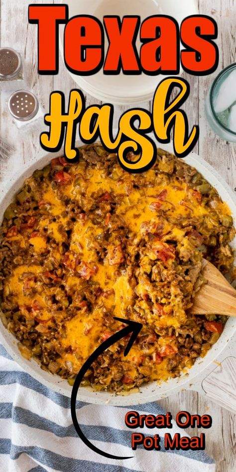 Easy One Pan Texas Recipe, Hamburger Recipes Skillet, Chili Skillet Recipe, Easy Crockpot Meals With Ground Beef Simple, Texas Beef Skillet, Gf Ground Beef Recipes For Dinner, One Pot Meals Easy Ground Beef, Easy Ground Beef Skillet Recipes, Ground Beef Recipes For Dinner Easy Quick Skillets One Pot