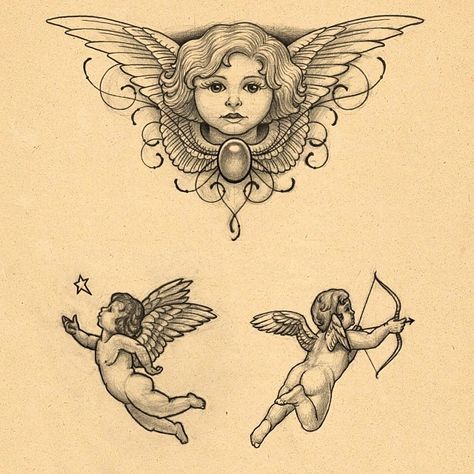 See this Instagram photo by @mirjamschaerer_tattoo • 12 likes Cherubim Angels Tattoo, Cherub Tattoo Designs, Angels Tattoo, Tattoos Angel, Baby Angel Tattoo, Cupid Tattoo, Cherub Tattoo, Angel Tattoos, Kunst Tattoos