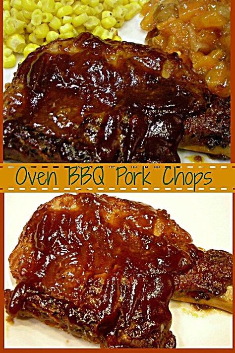 Oven BBQ Pork Chops owe their flavor and tenderness to the marinade. Easy to make, just marinade, put in an oven safe baking pan and cook.  Oven BBQ Pork Chops - Oh my word! These are the most flavorful pork chops that I have EVER made!With just a few ingredients and your oven, you can make BBQ Joint style pork chops in your own kitchen! And one of the best things is that you can make these AMAZING BBQ Oven Pork Chops anytime of the year! #foodography #foodiehk #foodblogfeed #foodanddrink #fooda Bbq Oven Pork Chops, Baked Bbq Pork Chops, Barbecue Pork Chops, Oven Pork Chops, Bbq Pork Chops, Bbq Pork Ribs, Pork Chop Recipes Baked, Pork Rib Recipes, Barbecue Pork