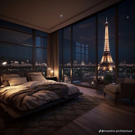 Penthouse In Paris, Luxury Penthouse Aesthetic, Two Story Bedroom, New York Penthouse Aesthetic, Luxury Penthouse Bedroom, Penthouse Apartment Bedroom, Luxury Apartment Bedroom, Mansion Interior Bedroom, Paris Penthouse