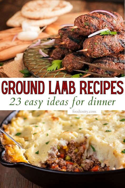 23 Ground Lamb Recipes - Easy Ideas For Dinner - Foodiosity Paleo Ground Lamb Recipes, Ground Mutton Recipes, Ground Lamb Dinner, Ground Lamb And Pork Recipes, Lamb Hamburger Recipes, What To Make With Ground Lamb, Meals With Ground Lamb, Ground Lamb Chili Recipe, Ground Lamb Recipes For Dinner Healthy