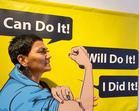 I Can Do It! Female Empowerment Event Backdrop, Women Empowerment Backdrops, Feminism Backdrops, Feminist Event Props & Backdrops by StrawberryNotesShop on Etsy Empowerment Event, Rosie Riveter, Holly Pictures, Breakup Playlist, Event Props, Speech Bubbles, Unique Products Design, Event Backdrop, Rosie The Riveter