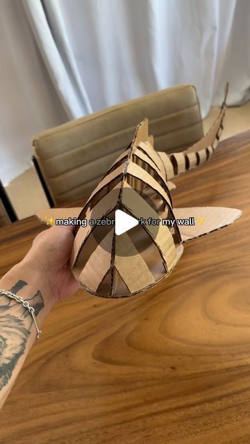 Drew on Instagram: "Making a cardboard zebra shark for my wall" Cardboard Shark Template, Cardboard Shark, Zebra Shark, Shark Sculpture, Tiger Shark, Whale Shark, Diy Template, Diy Wall, Atlantis