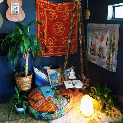 Meditation Area In Bedroom, Earthbound Trading Company, Meditation Area, Tiny Living, Trading Company, Room Inspo, Home Bedroom, Interior Decorating, Meditation