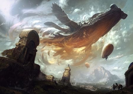 Flying Whales - Fantasy & Abstract Background Wallpapers on ... Fantasy Beasts, 다크 판타지, Fantasy Setting, Fantasy Monster, Mythical Creatures Art, Art Et Illustration, Matte Painting, Mystical Creatures, Arte Animal