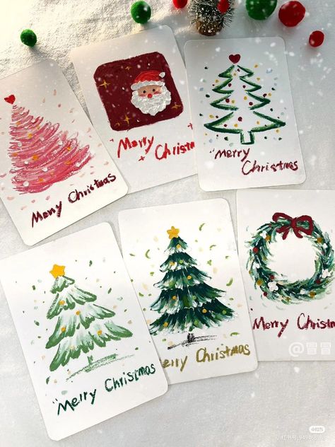 Christmas Kpop, Handmade Holiday Cards, Christmas Cards Drawing, Xmas Drawing, Christmas History, Christmas Card Art, Homemade Christmas Cards, Christmas Card Crafts, Card Drawing