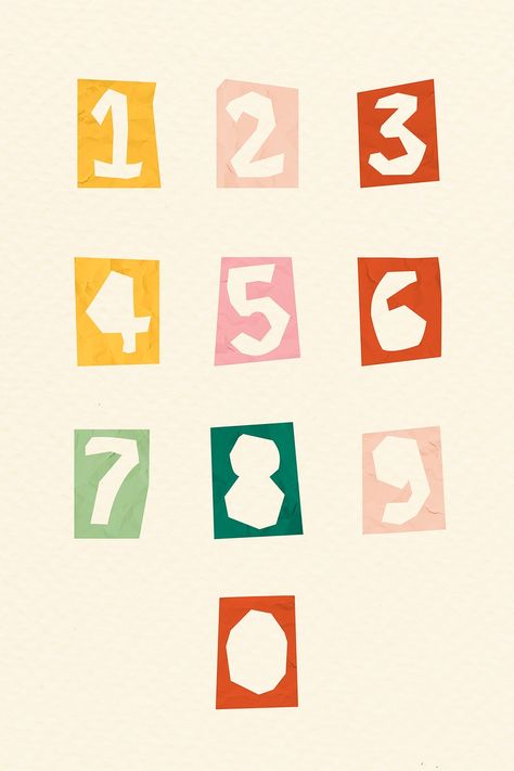 Number paper cut typography psd set | free image by rawpixel.com / NingZk V. Paper Clip Illustration, Number Aesthetic Font, Number 1 Aesthetic, Scrapbook Numbers, Collage Numbers, Shuffle Stickers, Typography Collage, Typography Psd, Number Collage