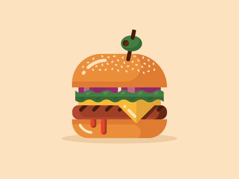 Hamburger Burger Drawing, Illustrator Illustration, Clay Art Projects, Greek Art, Flat Illustration, Food Illustrations, Cool Design, Design Vector, Icon Design