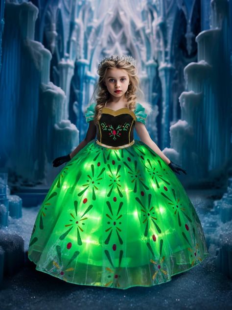 PRICES MAY VARY. Velvet Pull On closure Hand Wash Only MAGICAL LIGHT UP DRESS - Make your little princess's dreams come true with this magical princess dress costume. The halloween princess dress features a fun and magic design with sparkling lights that will enchant any girl, making it perfect for themed dress up birthday parties, Halloween, or just everyday playtime. FABRIC & DESIGN - Crafted from light and airy vel and organza, the froze princess dress won't weigh down your little princess. W Light Up Dress, Princess Costumes For Girls, Light Up Dresses, Anna Costume, Magical Light, Toddler Christmas Dress, Frozen Movie, Anna Dress, Fancy Dress Up