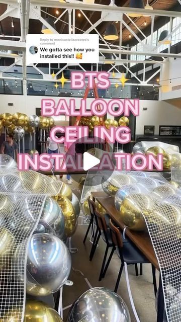 Party Hop 🎉 Balloons 🎈 on Instagram: "Let’s breakdown this massive balloon ceiling installation 🤩 It took a team of five, two ladders, a lift, hundreds of balloons, and four onsite hours to get this balloon 🎈 celing installed 🙌🏻 Hope this balloon tutorial helps if you are looking to recreate a similar look at your next event 🎉🎉   #ballooninstallation #balloonceiling #balloons #eventplanner #balloondecor #partyideas #eventstyling #partydecor #events #balloontutorial #weddinginspiration #weddingdecor" Orbz Balloons Ceiling, Ceiling Balloons Birthday, Diy Balloon Ceiling, Ceiling Balloon Installation, Party Ceiling Decorations Diy, Balloon Garland On Ceiling, Balloon Filled Ceiling, Balloon Ceiling Installation, Balloon Garland Ceiling