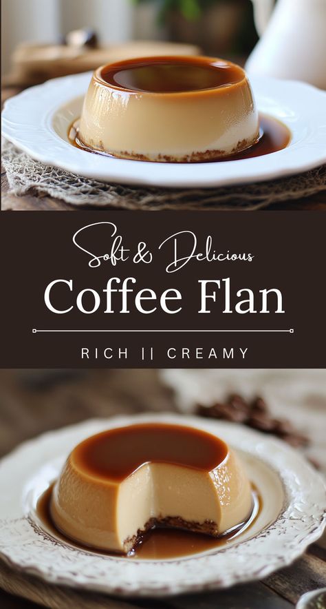 Coffee Flan is the perfect marriage of creamy custard and the rich bitterness of espresso.This dessert not only satisfies your sweet tooth but also adds a hint of caffeine kick. Whether you’re serving it at a dinner party or enjoying it as an after-dinner treat, this flan is sure to impress. Coffee Flan, Flan Recipe, Espresso Coffee, Flan, Espresso, Dessert, Coffee