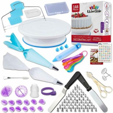 Cake Decorating Turntable, How To Pipe Roses, Cake Decorating Equipment, Cake Decorating Kit, Icing Nozzles, Fondant Tools, Smooth Cake, Cake Decorating Kits, Tool Cake