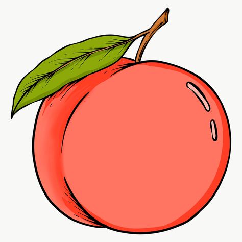 Hand drawn peach design element | free image by rawpixel.com / Noon Peach Outline, Peach Cartoon, Cartoon Peach, Png Fruit, Peach Drawing, Peach Design, Animated Pictures, Fruits Drawing, Fruit Vector