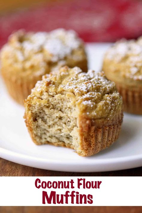 These coconut flour muffins are wonderfully tender and fluffy. Two of them for breakfast are just perfect with a cup of coffee! What To Make With Coconut Flour, Keto Muffins Coconut Flour, Keto Coconut Flour Recipes, Coconut Flour Cake, Coconut Flour Muffins, Dolce Poche Calorie, Tender Coconut, Coconut Flour Cookies, Keto Cakes