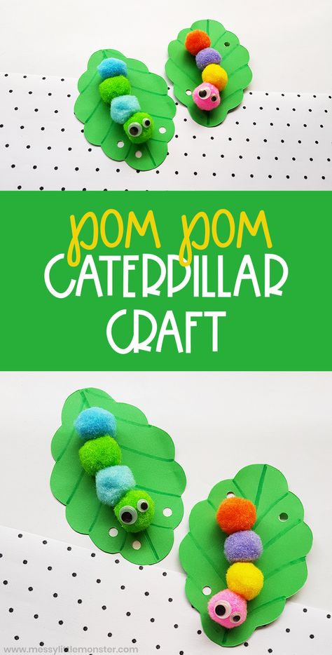 Pom Pom Caterpillar, Hungry Caterpillar Craft, Storytime Crafts, Caterpillar Craft, April Crafts, Insect Crafts, K Crafts, Bug Crafts, Toddler Arts And Crafts