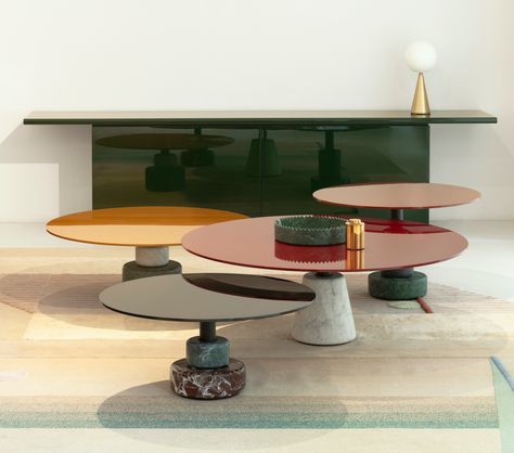 Centre Tables, Luxury Italian Furniture, Italian Traditions, Steel Columns, Milan Design Week, Italian Furniture, Green Marble, Small Tables, Furniture Companies