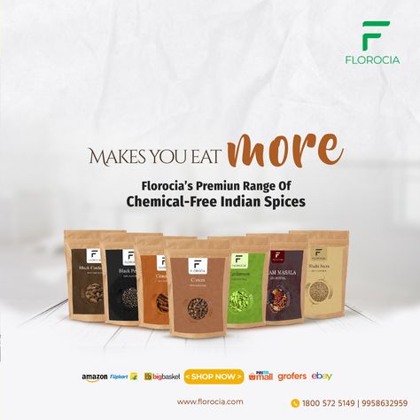 We've come up with this premium range of Indian spices that are used in just about all Indian food, encompassing several centuries-old culinary traditions from all over the country. www.florocia.com 1800 572 5149 . #florocia #healthyfood #healthylifestyle #healthyoils #chemicalfreelife #chemicalfree #delhigram #groundnutoil #natural #skincare #aroma #organic #farm #oil #unrefined #woodenpressedoil #residuefree #indianspices #indianherbs #herbsandspices #spicesandherbs #spicesofindia #spices Spice Creative Ads, Spices Creative Ads, Funny Illusions, Organic Spice, Graphic Design Ads, Organic Farm, Ayurvedic Herbs, English Writing Skills, Healthy Oils