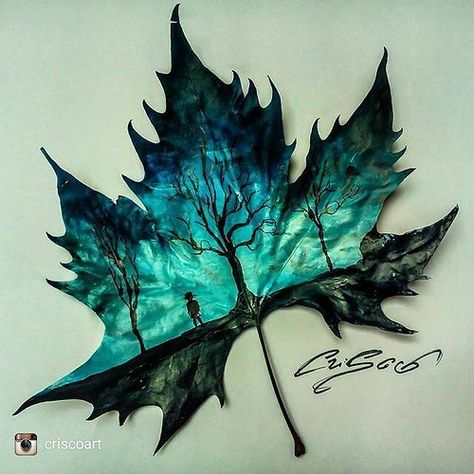 Photo | Outstanding work from criscoart | sapphirespringscemetery | Flickr Wow Art, 판타지 아트, Leaf Art, Pics Art, Pencil Art, Vincent Van Gogh, Glass Painting, Cool Drawings, Acrylic Paint