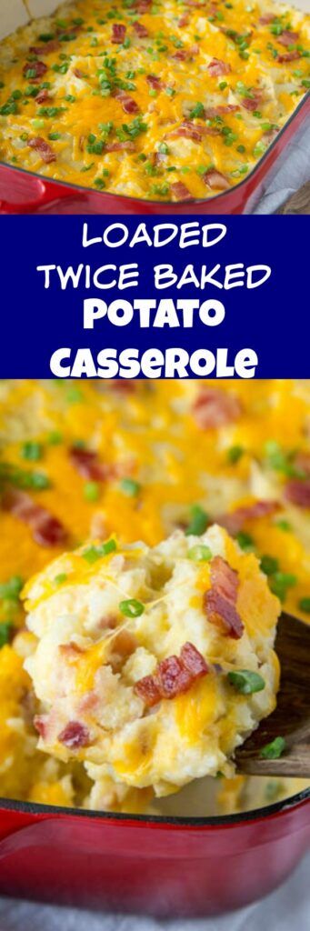 Twice Baked Potato Casserole, Twice Baked Potato, Cheesy Potato Casserole, Twice Baked Potatoes Casserole, Baked Potato Casserole, Cheesy Potato, Potatoe Casserole Recipes, Garlic Cheese, Twice Baked