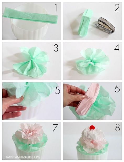 Tissue Paper Decorations Diy, Ice Cream Sundae Party, Ice Cream Birthday Party Theme, Ice Cream Social Party, Sundae Party, Paper Ice Cream, 50s Theme Parties, Sock Hop Party, Dimples And Tangles