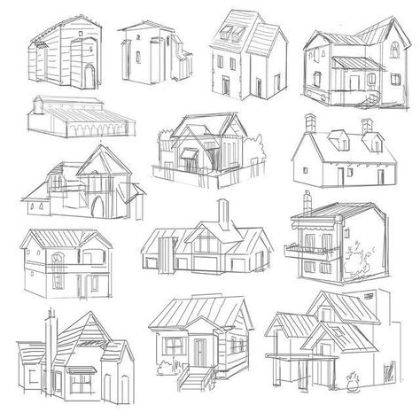 Drawings Of Houses, Houses Illustration, Case Minecraft, Houses Art, Sketches Drawing, Architecture Drawing Sketchbooks, Perspective Drawing Architecture, Architecture Drawing Plan, Building Drawing