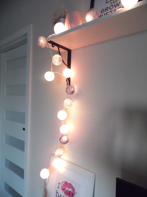 cotton ball lights Cotton Ball Lights Bedroom, Cotton Ball Lights, Orb Light, String Ball Lights, Light Girls, Korean Stuff, Aesthetic Room Ideas, Attic Bedrooms, Cotton Balls