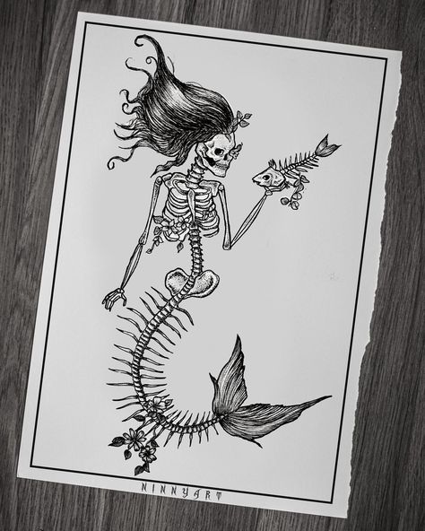 mermaid, mermaid tattoo, mermaid desing, tattoodesign, skeletontattoo, linework, linework tattoo Illustrative Mermaid Tattoo, Pinup Skeleton Tattoo, Mermaid Holding Skull Tattoo, Mermaid Skeleton Drawing, Dead Mermaid Tattoo, Mermaid Skeleton Tattoo, Skeleton Fairy Tattoo, Skeleton Mermaid Tattoo, Animal Skeleton Tattoo