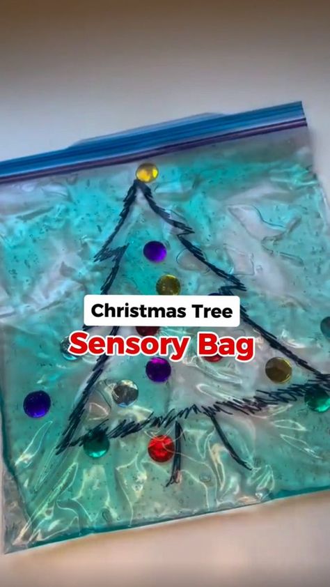 Sensory Bag Ideas, Christmas Tree Activities, Prek Christmas, Christmas Tree Water, Draw A Tree, Sensory Activities For Preschoolers, Christmas Tree Bag, Tree Outline, Sensory Bag