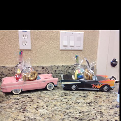 Hot Rod party favors. 50s Party, 1950s Party, Car Themed Parties, Baby Reveal Party, Car Theme, Sock Hop, Car Themes, Baby Reveal, Reveal Party