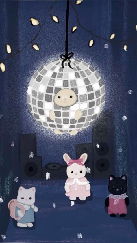 Mirrorball Taylor Swift, Taylor Swift Mirrorball, Calico Critters Families, Taylor Swift Inspired, Illustrated Art, Pottery Painting Designs, Family Poster, Calico Critters, Family Illustration