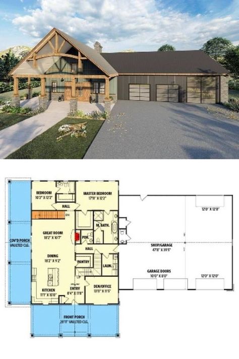 Home Stratosphere Barndominium With Balcony, Rustic Dining Set, Loft Floor Plan, Exposed Trusses, Home Stratosphere, Loft Floor, Barndominium House, Rustic Barndominium, Bedroom Rustic